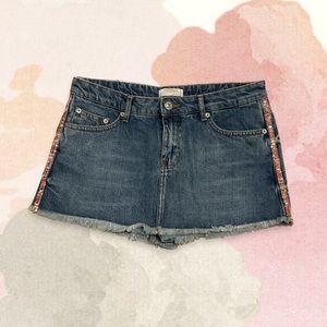 Zara Denim Skort Rhinestone Trim 4